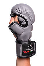Рукавички для MMA PowerPlay 3026 Сірі S, фото 6
