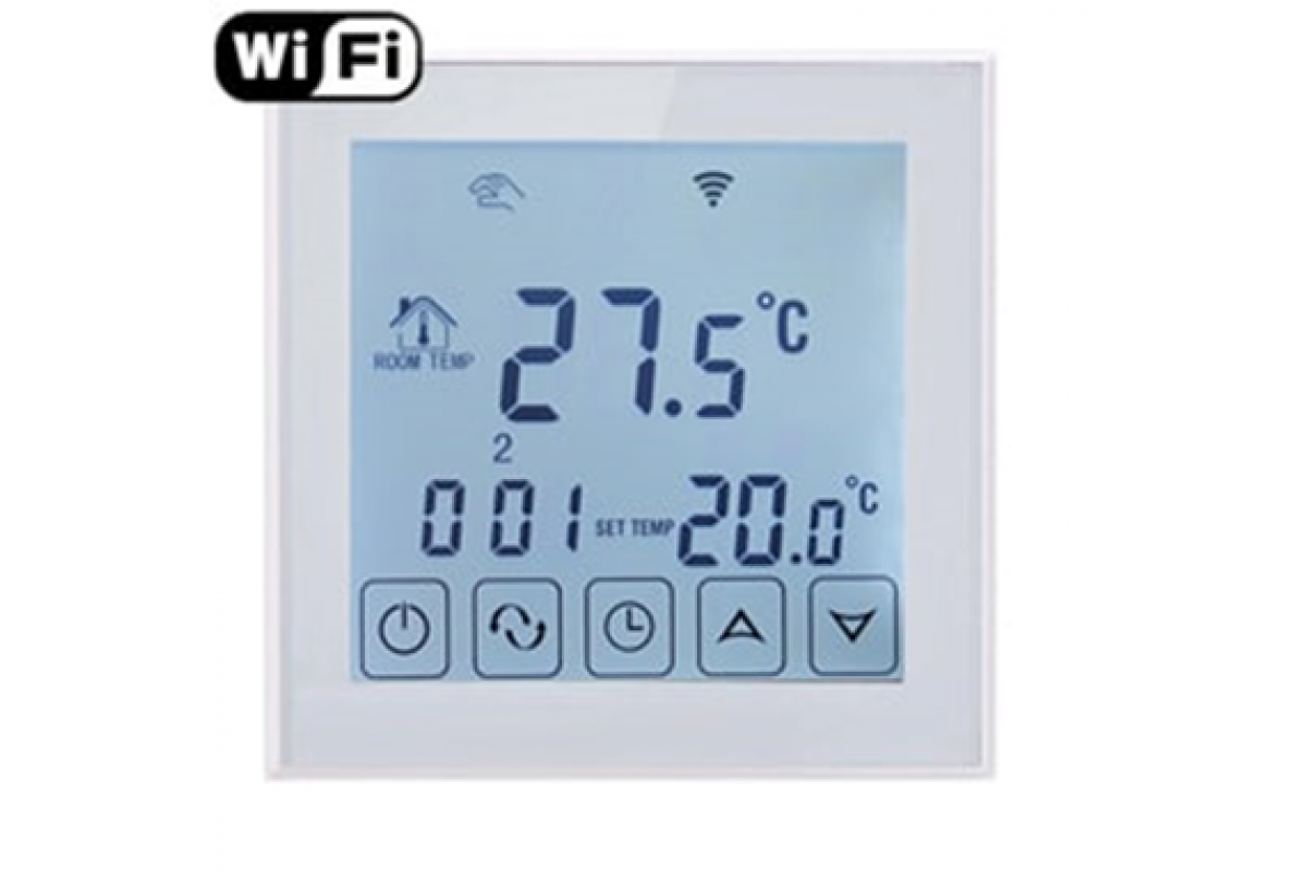 Терморегулятор для теплої підлоги EcoTerm SEN WI-FI White сенсорний, програмований, фото 1