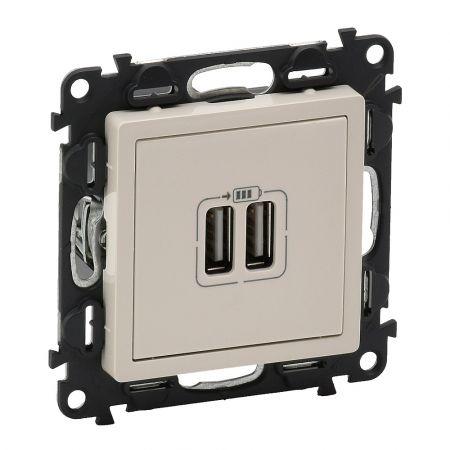 Розетка USB для зарядки подвійна Valena LIFE сл.кістка (механізм+накладка) (арт. 753512), фото 1