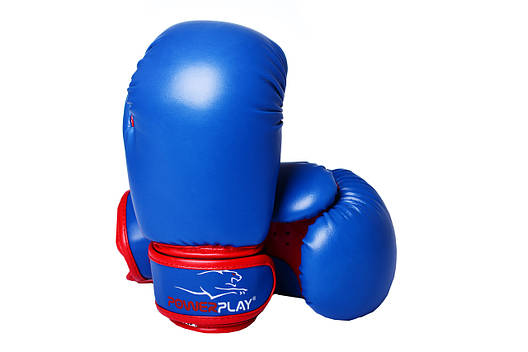 Боксерські рукавиці PowerPlay 3004 JR Синьо-Червоні 8 унцій, фото 1