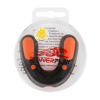 Капа боксерська PowerPlay 3315 SR Оранжево-Чорна зі смаком лемона, фото 1