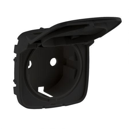 Лицьова панель розетки 2К+З з кришкою Valena Allure антрацит (арт. 754848), фото 1