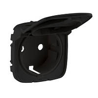 Лицьова панель розетки 2К+З з кришкою Valena Allure антрацит (арт. 754848)