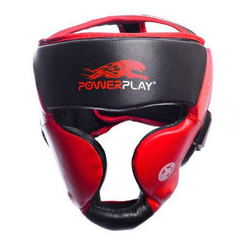 Боксерський шолом тренувальний PowerPlay 3031 Platinum червоно-чорний M, фото 1