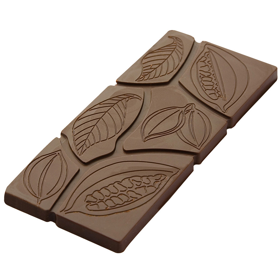Форма для шоколада поликарбонатная "листья и какао бобы" 118х50 мм h 8 мм, 3х2 шт./50 г Chocolate World 0810 - фото 1 - id-p1527135726