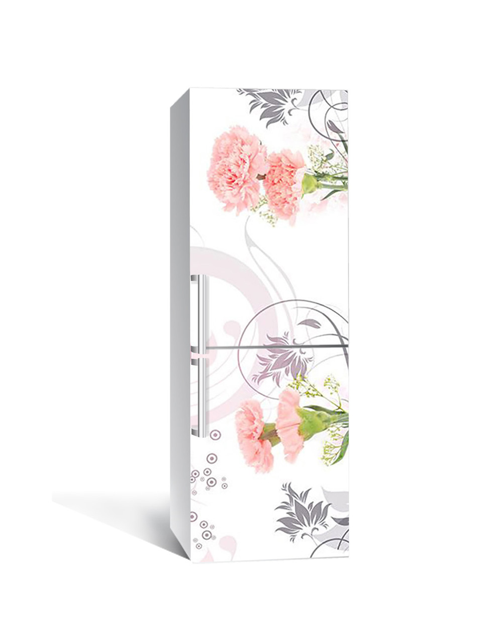 65х200 см Плівка самоклеюча для холодильника, декор холодильника, шпалери для холодильника Рожеві Гвоздики, фото 1