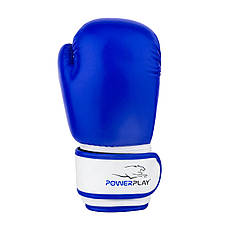 Боксерські рукавиці PowerPlay 3004 JR Classic Синьо-білі 8 унцій, фото 4