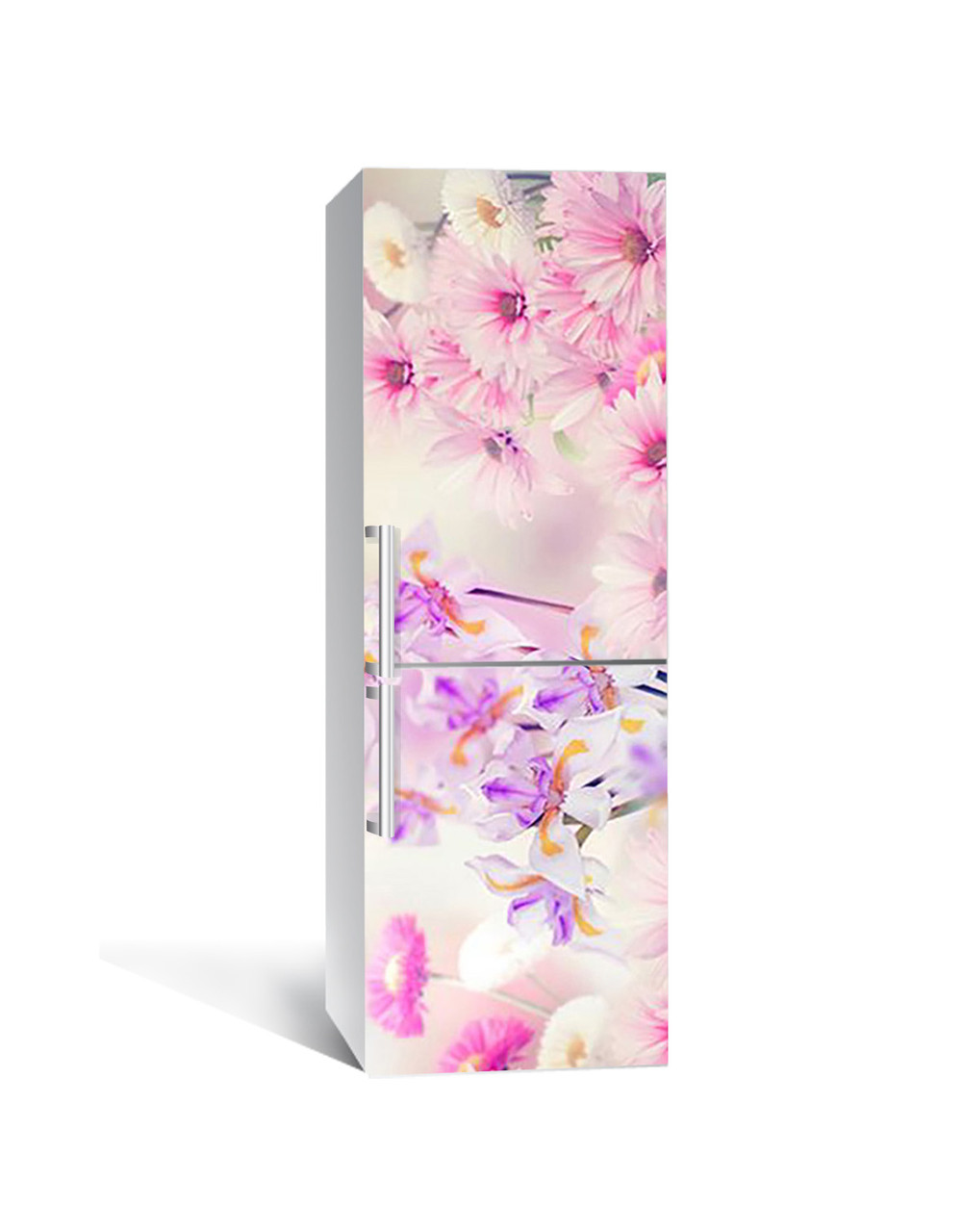 Наклейка самоклейка на холодильник Іриси і Хризантеми 60х180 cм декор для обклеювання холодильника, фото 1