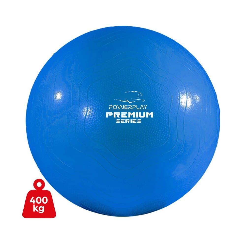 М'яч для фітнесу (фітбол) укріплений PowerPlay 4000 Ø65 cm Premium Gymball Anti-Burst Синій + помпа