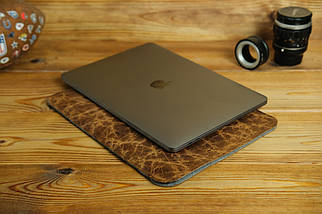 Шкіряний чохол для MacBook з повстю, Шкіра Італійський Краст, колір Коричневий, фото 3