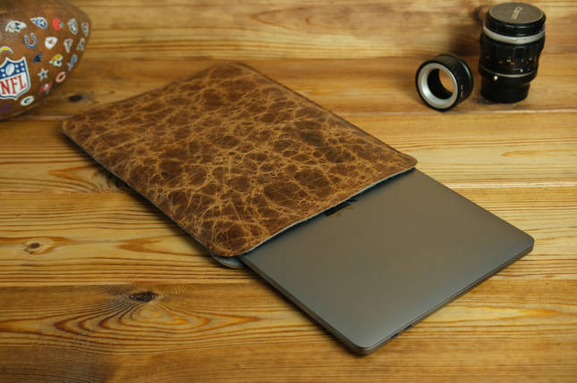 Шкіряний чохол для MacBook з повстю, Шкіра Італійський Краст, колір Коричневий, фото 1