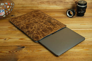 Шкіряний чохол для MacBook з повстю, Шкіра Італійський Краст, колір Коричневий