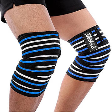 Бинти на коліна Power System PS-3700 Knee Wraps Blue/Black (пара), фото 2