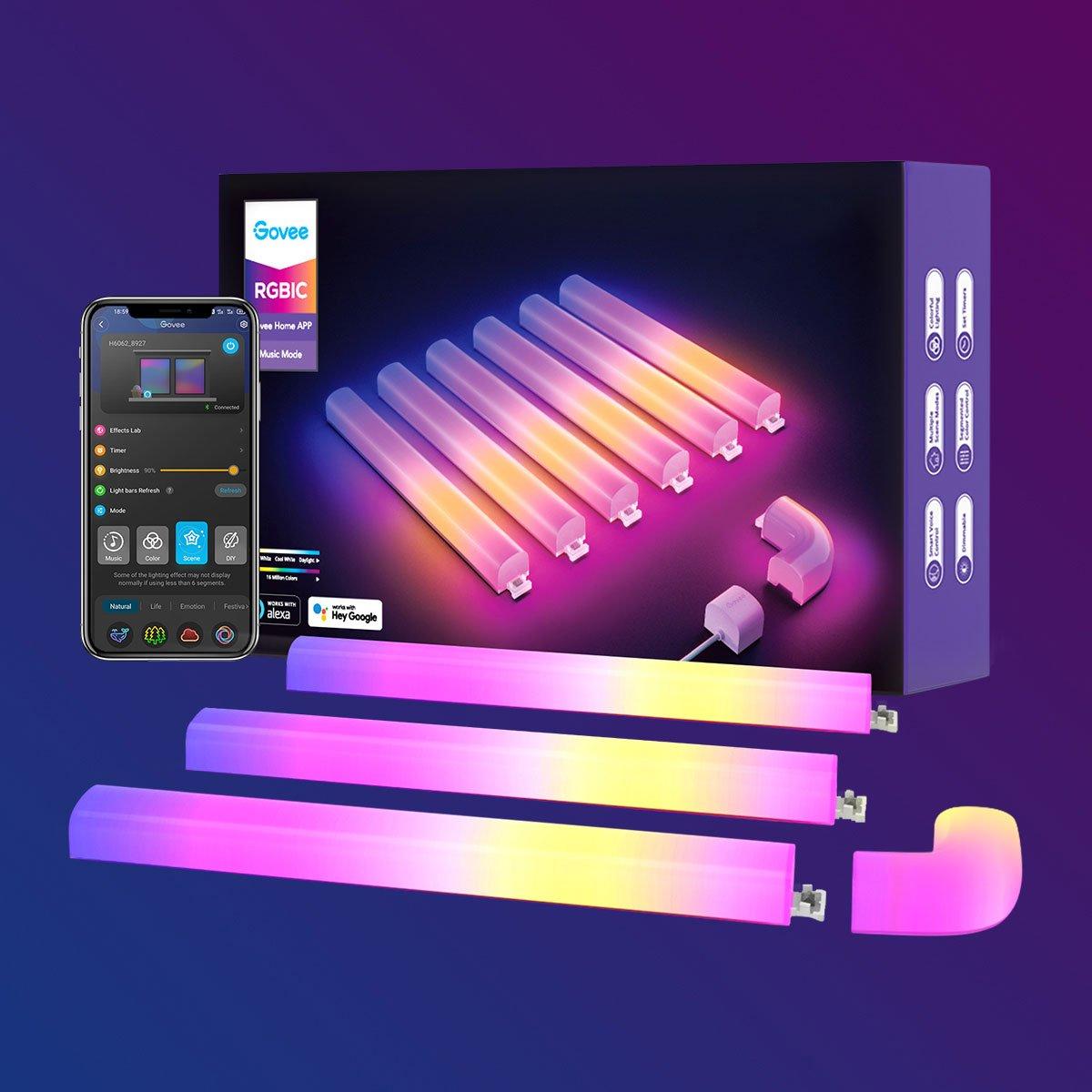 Умные цветные светодиодные LED панели Govee Glide Wall Light RGBIC 6+1 шт.