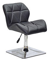 Поворотний стілець Paris 4 CH-BASE чорний шкірозамінник, на квадратній хромованій опорі, фото 5