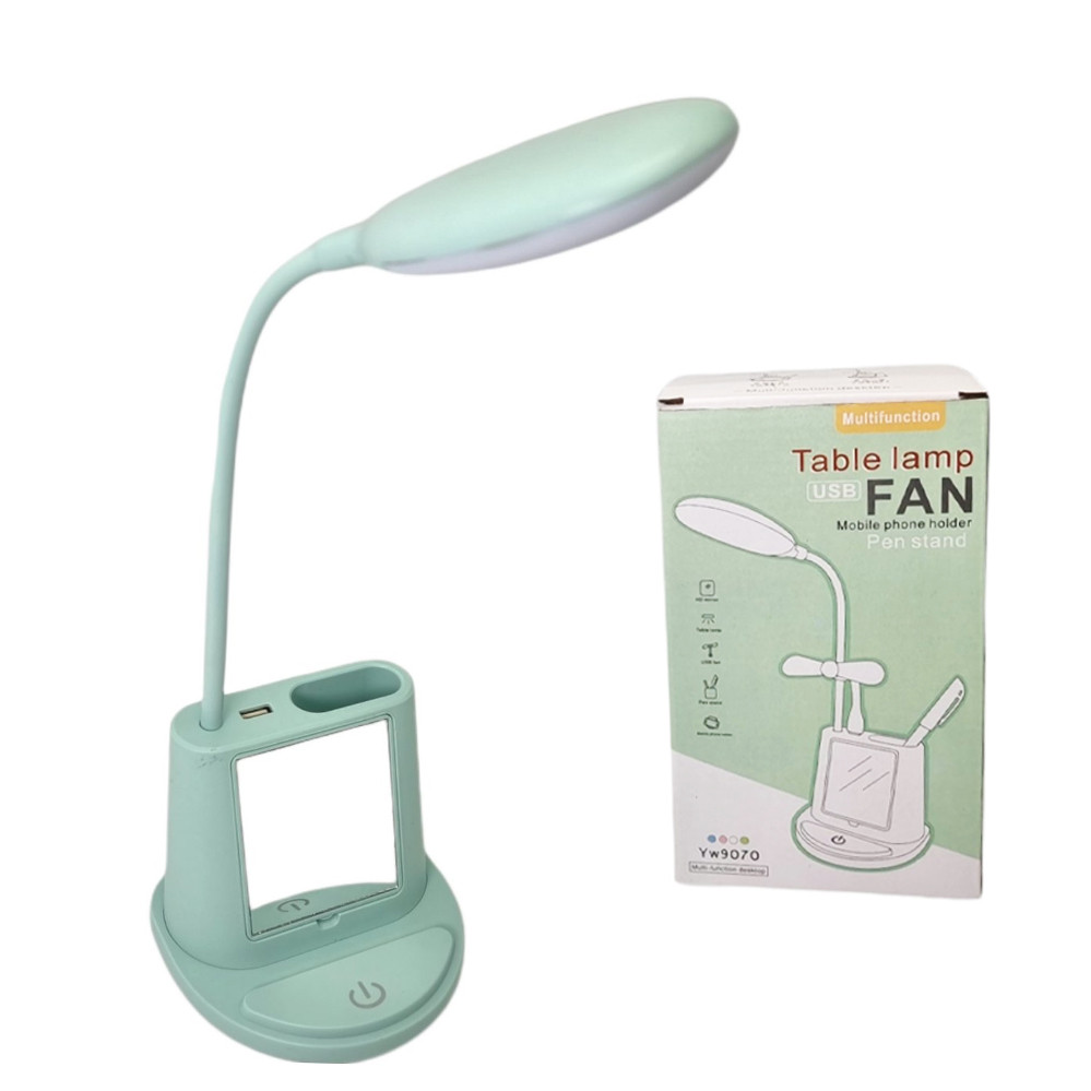 Настільний світильник світлодіодний LED із дзеркалом та підставка для телефону YW9071 М'ятний Лампа настільна, фото 1