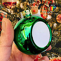 Новорічна куля зелена + друк фото, малюнок, напис, лого - термодрук фото на металі. Ялинкова іграшка