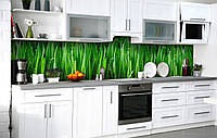 60х250 см, Фартук пвх для кухни, 3D фартук, самоклеющаяся пленка для кухни, самоклейка цветная Роса на траве