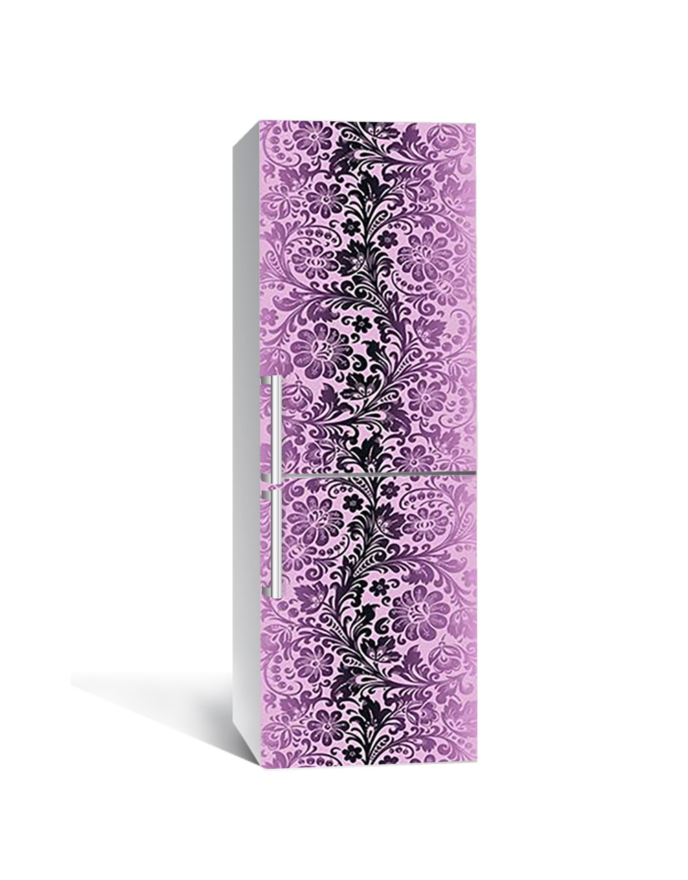 65х200 см Плівка самоклеюча для холодильника, декор холодильника, шпалери для холодильника Лілова хохлома, фото 1