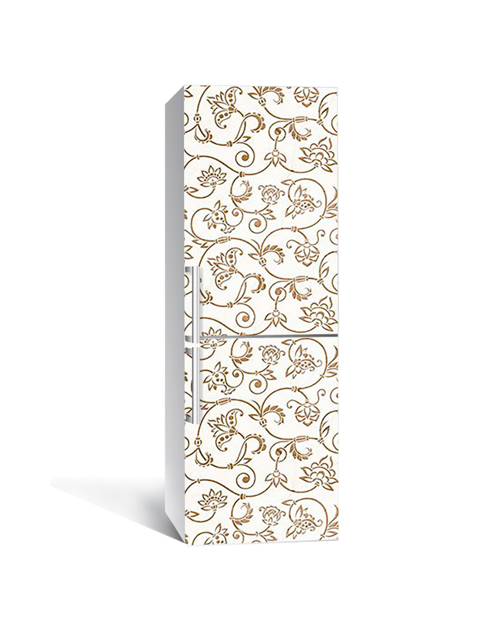 65х200 см Плівка самоклеюча для холодильника, декор холодильника, шпалери для холодильника Золоті вензелі, фото 1