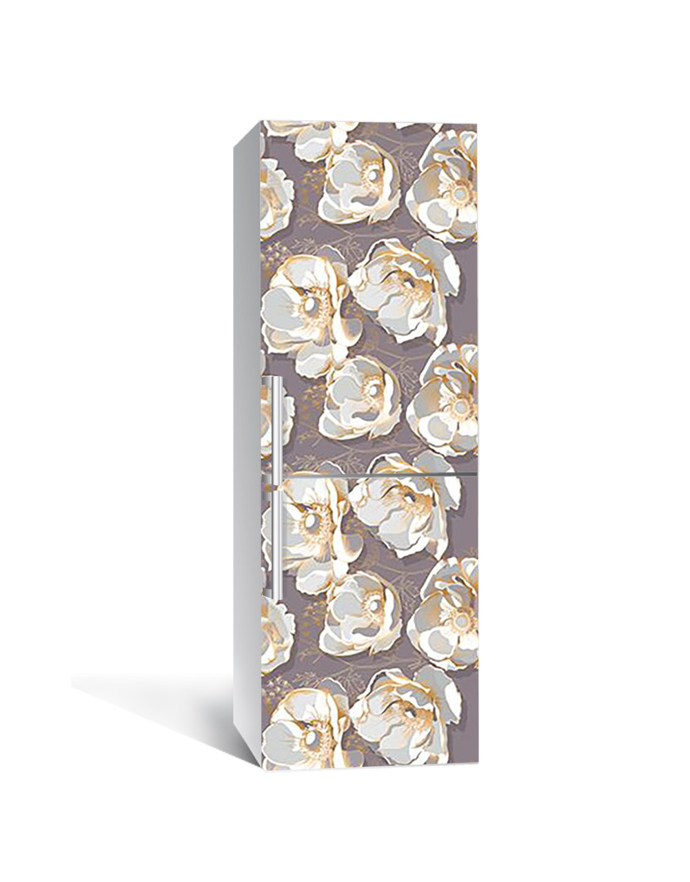 Наклейка самоклейка на холодильник Квіти сірої сепії 60х180 cм декор для обклеювання холодильника, фото 1