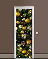 65х200 см, Декоративні наклейки на двері, наклейки на кухню, наклейки на двері міжкімнатні, наклейка вініл Новорічна ялинка