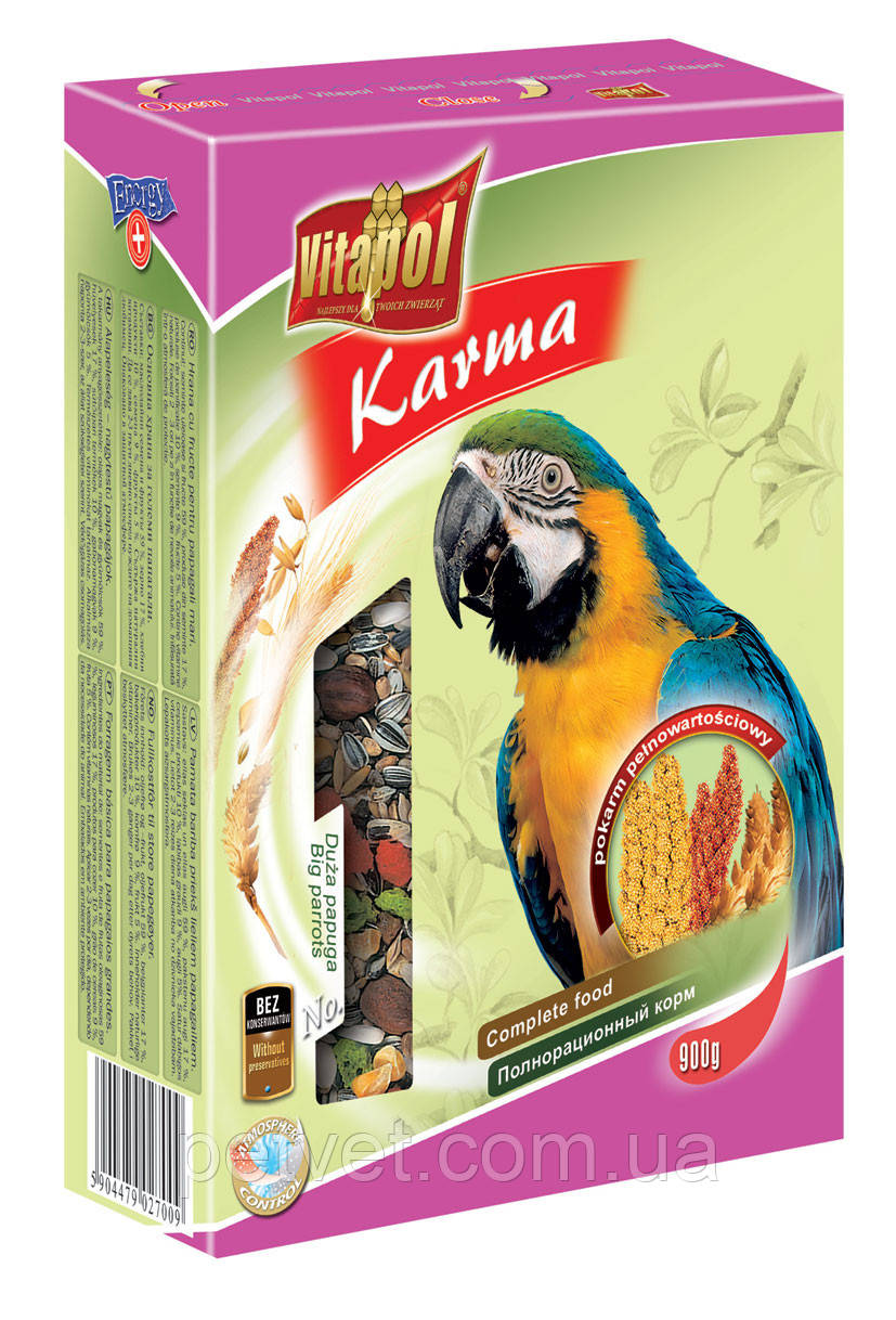 Корм для великих папуг Vitapol, 900 г.
