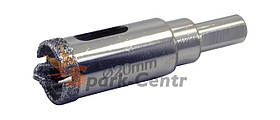 Коронка алмазна Ø 20 мм по керамограніту, склу, кераміці з направляючим свердлом