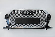 Решітка радіатора Audi Q3 2014-2018год Чорна з хром рамкою (в стилі RS)