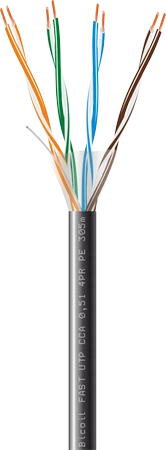 Віта пара BiCoil FAST UTP Cat.5e 4PR CCA 0.51мм PE Outdoor (305м)