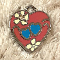 Підвіска з емаллю Сердечка з серцем маленьке (2*1,7см)