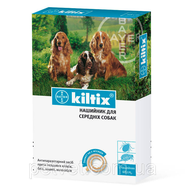 Кілтікс (Kiltix) нашийник від бліх та кліщів для середніх собак, 48 см.