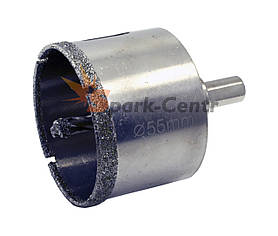 Коронка алмазна Ø 55 мм по керамограніту, склу, кераміці з направляючим свердлом