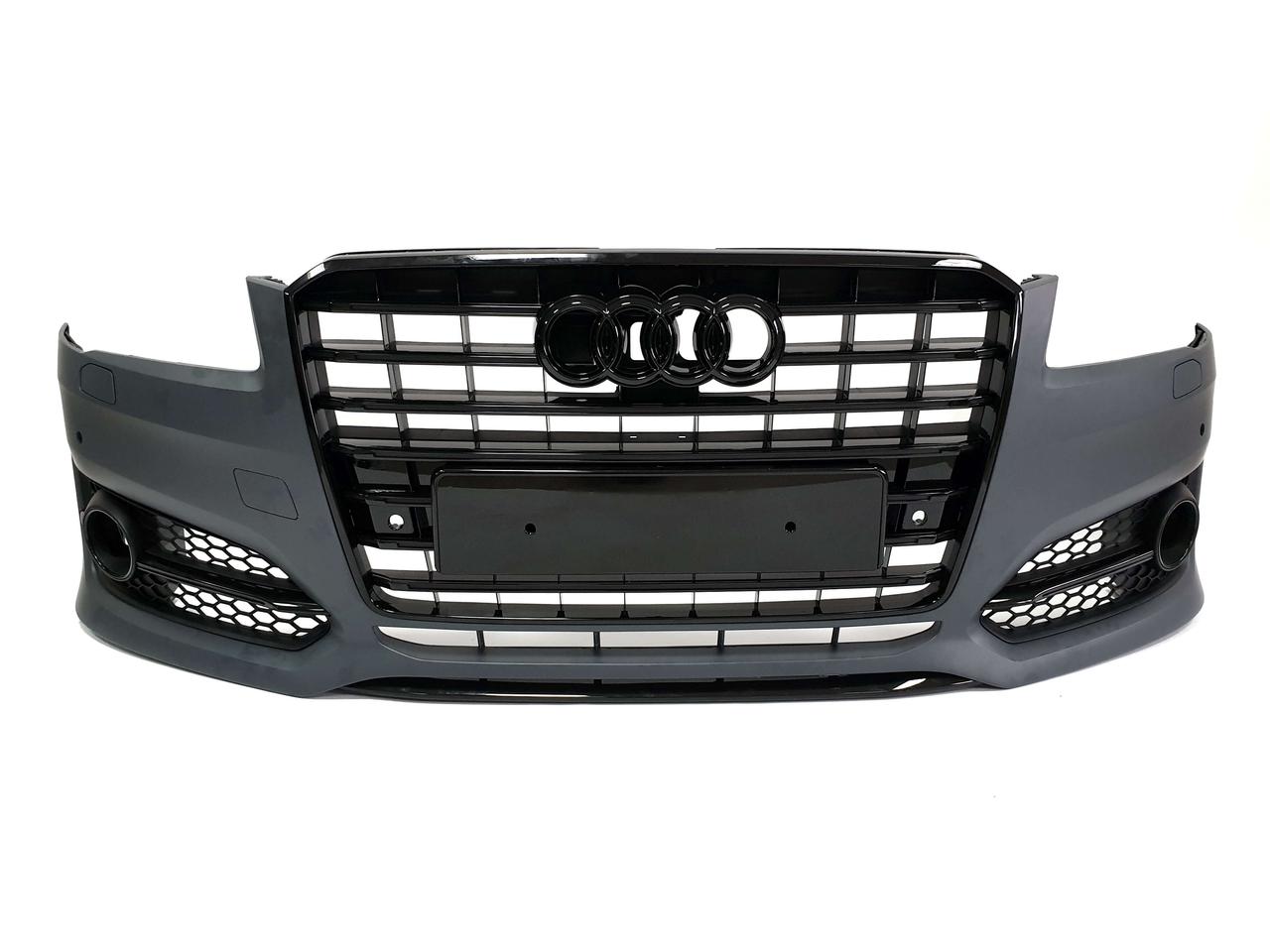 Передній бампер у стилі S-Line на Audi A8 D4 2014-2017 рік (Чорний)