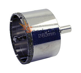 Коронка алмазна Ø 60 мм по керамограніту, склу, кераміці з направляючим свердлом