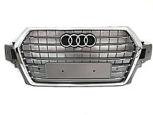 Решітка радіатора в стилі S-Line на Audi Q7 4M 2015-2020 рік Сіра з хромом