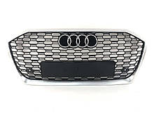 Решітка радіатора в стилі RS на Audi A6 C8 2018-2021 року ( Чорна з сірим )