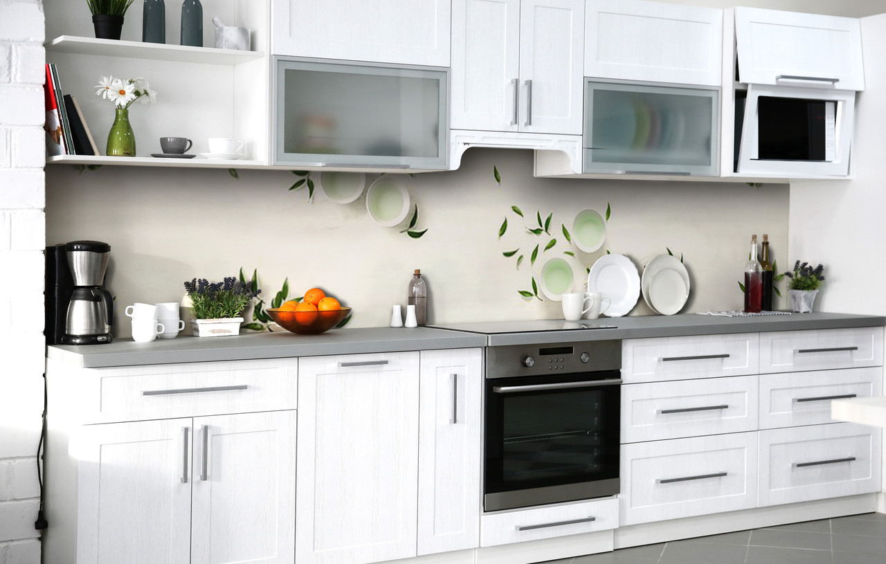 60х250 см Кухонний фартух самоклейка, пвх плівка для кухонного фартуха, самоклейка на кухню на стіну Евкаліптовий чай 60х250 см