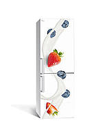 65х200 см Виниловая пленка на холодильник, интерьерные наклейки на кухню, оклейка холодильника Ягоды в