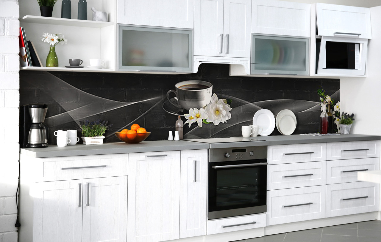 60х250 см Кухонний фартух самоклейка, пвх плівка для кухонного фартуха, самоклейка на кухню на стіну Аромат бергамоту 60х250 см