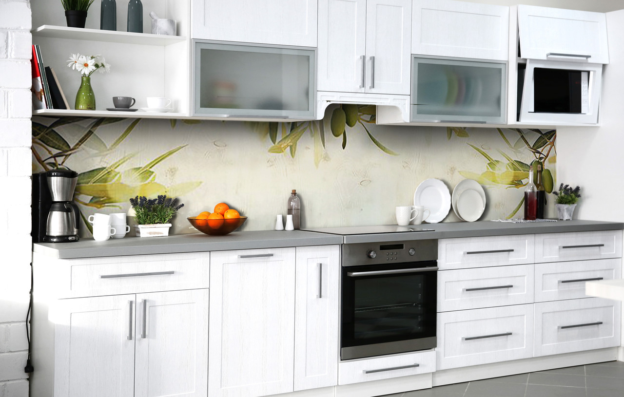60х250 см Кухонний фартух самоклейка, пвх плівка для кухонного фартуха, самоклейка на кухню на стіну Марокканські оливки 60х250 см