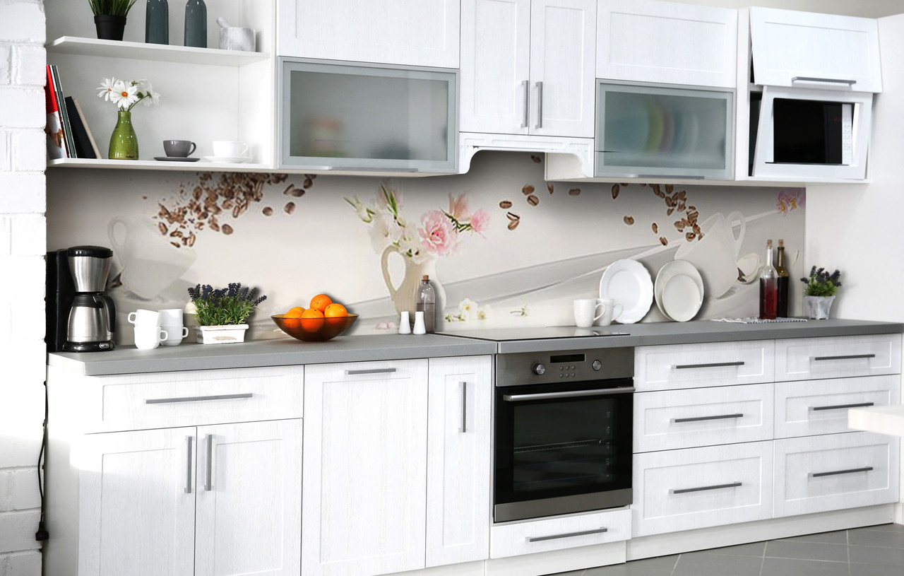 60х250 см Кухонний фартух самоклейка, пвх плівка для кухонного фартуха, самоклейка на кухню на стіну Літаючі зерна 60х250 см