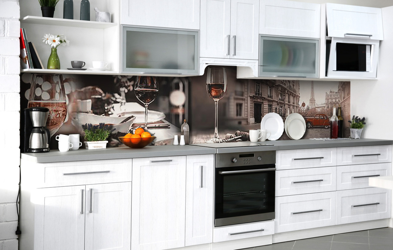 60х250 см Кухонний фартух самоклейка, пвх плівка для кухонного фартуха, самоклейка на кухню на стіну Аперитив 60х250 см вінілова