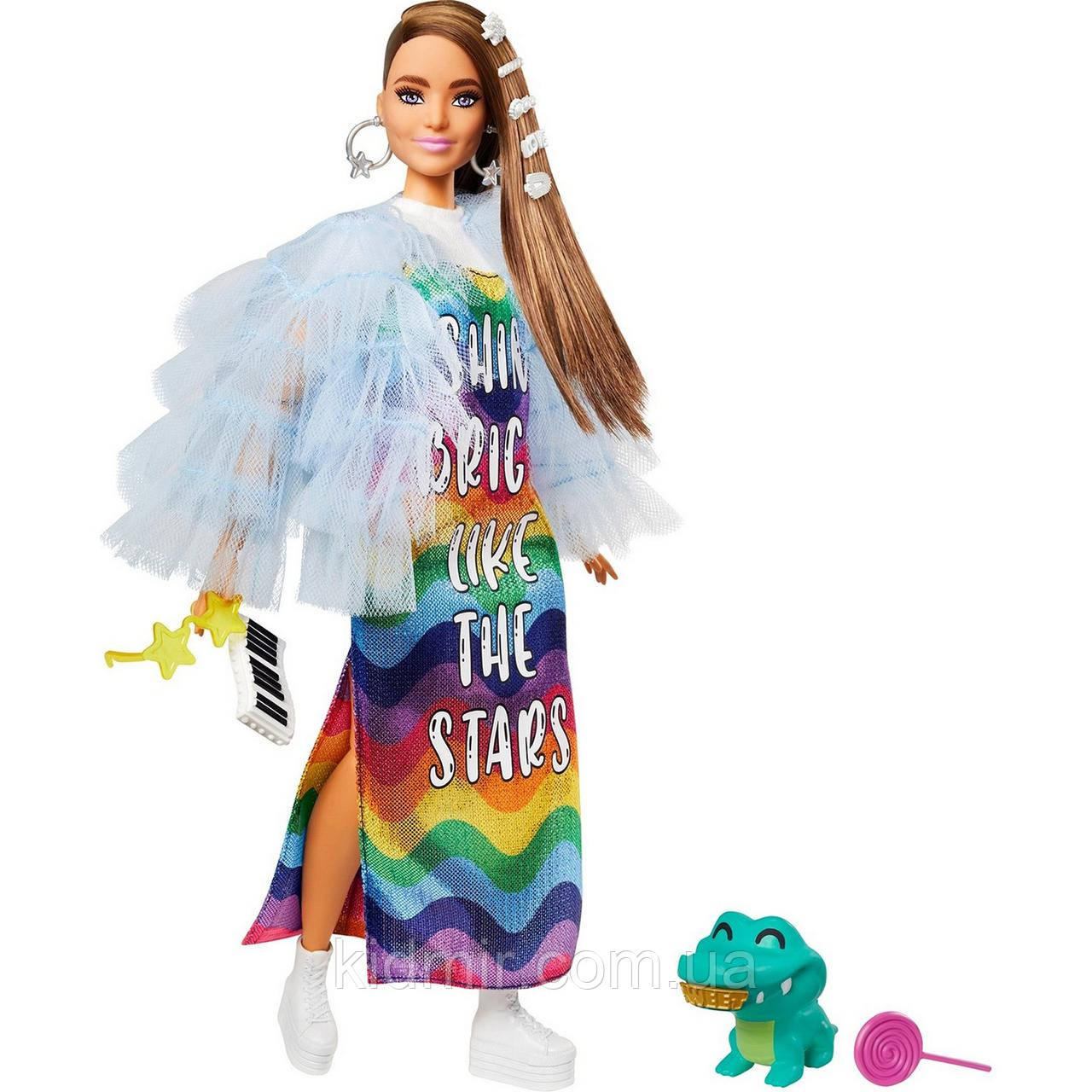 Лялька Барбі Екстра у райдужній сукні Barbie Extra GYJ78