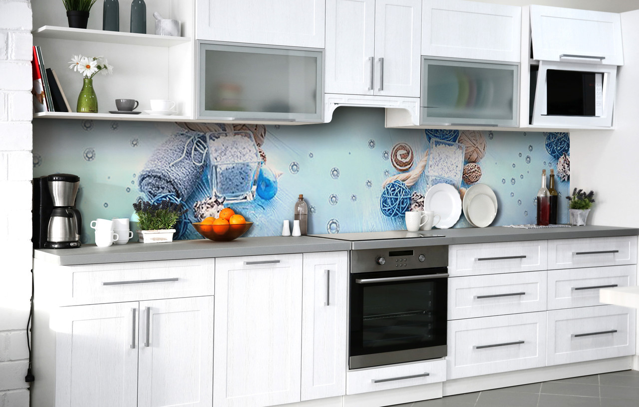 60х250 см Кухонний фартух самоклейка, пвх плівка для кухонного фартуха, самоклейка на кухню на стіну «Морська сіль» 600х2500 мм