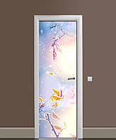65х200 см, Самоклеюча плівка на двері, прикольні наклейки на двері, декоративні наклейки для інтер'єру Осінній Іній