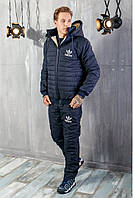 Тёплый зимний лыжный спортивный мужской костюм штаны куртка на синтепоне овчине синий 48 50 52 54