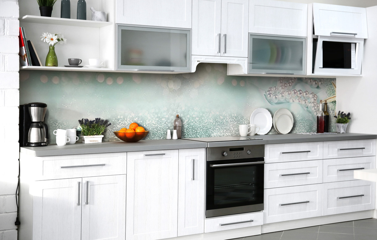 60х250 см Кухонний фартух самоклейка, пвх плівка для кухонного фартуха, самоклейка на кухню на стіну Перловий порох 60х250 см