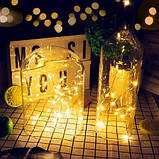 Світлодіодна гірлянда пробка на 20 Led "Краплі роси" 2 м на батарейках Білий теплий, фото 3