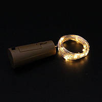 Світлодіодна гірлянда пробка на 20 Led "Краплі роси" 2 м на батарейках Білий теплий